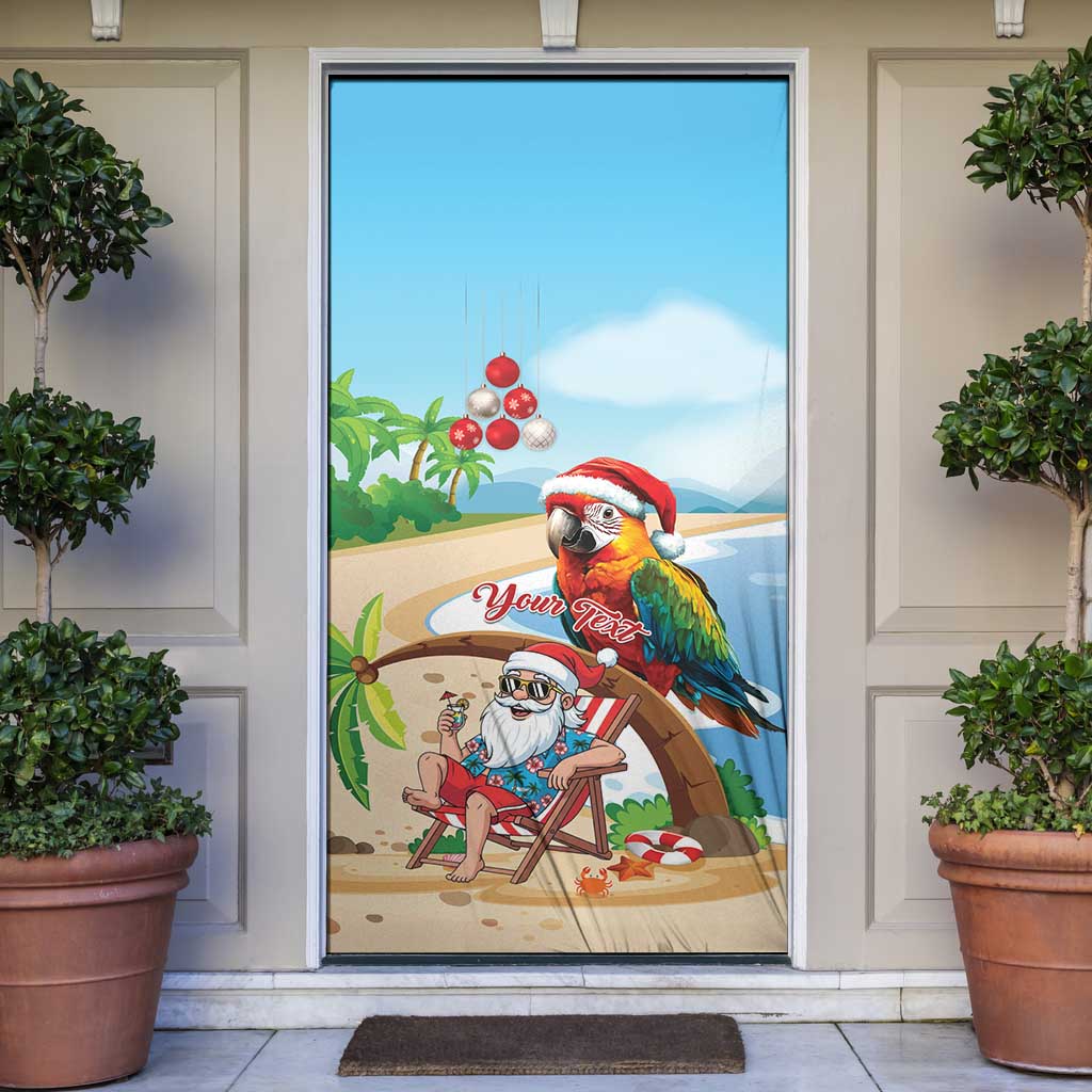 Personalized Hawaii Santa Parrot Christmas Door Cover Summer Vibe - Wonder Print Shop
