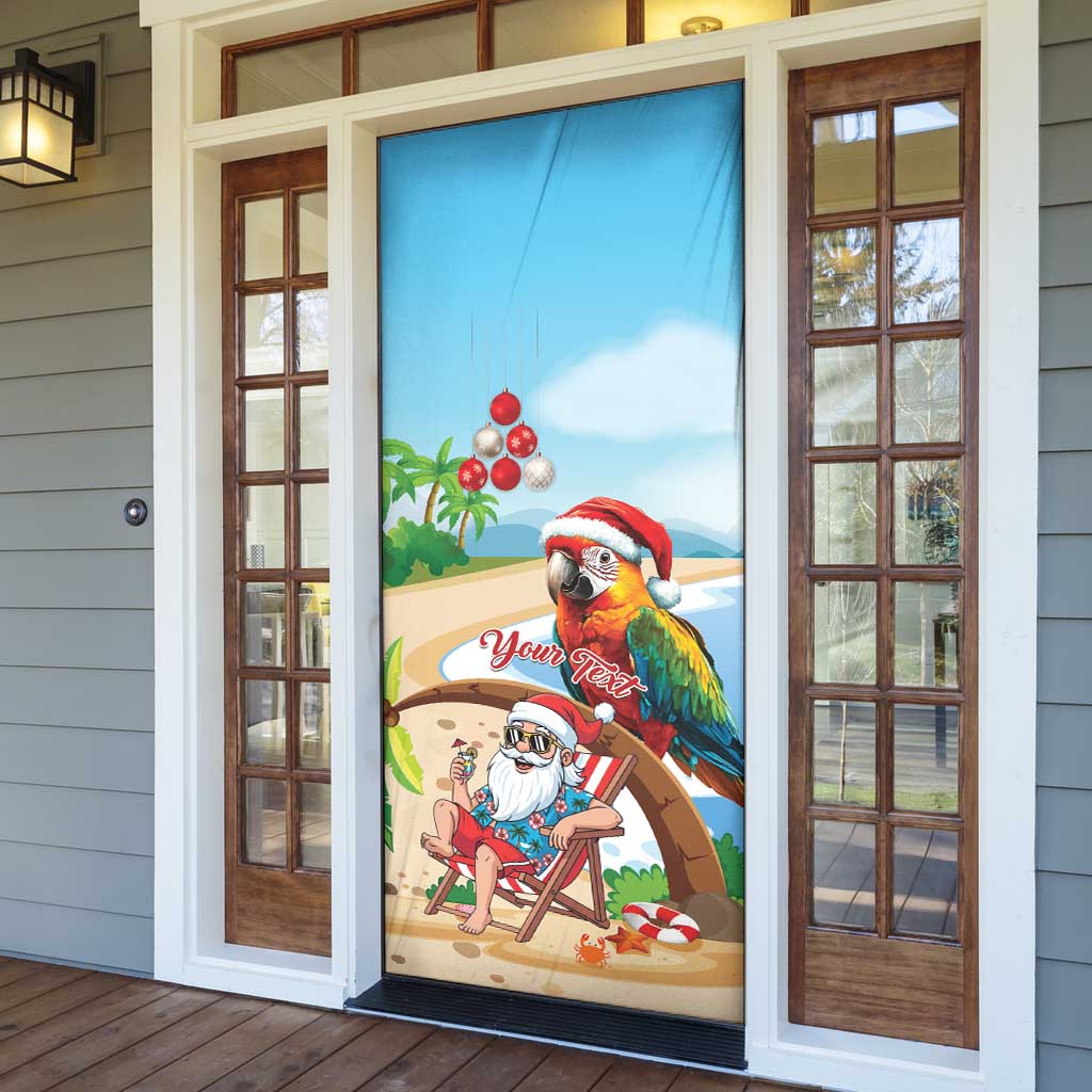 Personalized Hawaii Santa Parrot Christmas Door Cover Summer Vibe - Wonder Print Shop