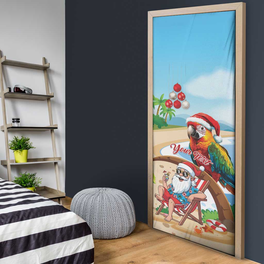 Personalized Hawaii Santa Parrot Christmas Door Cover Summer Vibe - Wonder Print Shop