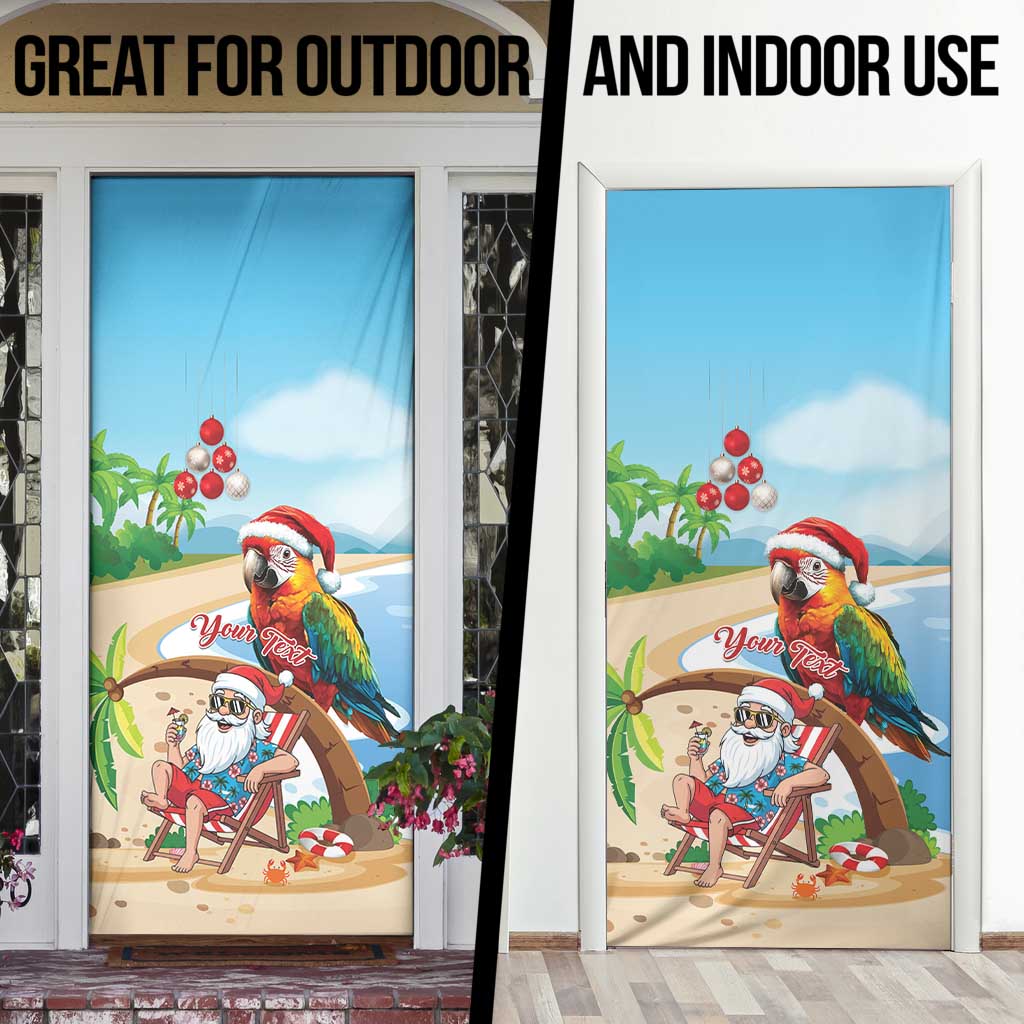 Personalized Hawaii Santa Parrot Christmas Door Cover Summer Vibe - Wonder Print Shop