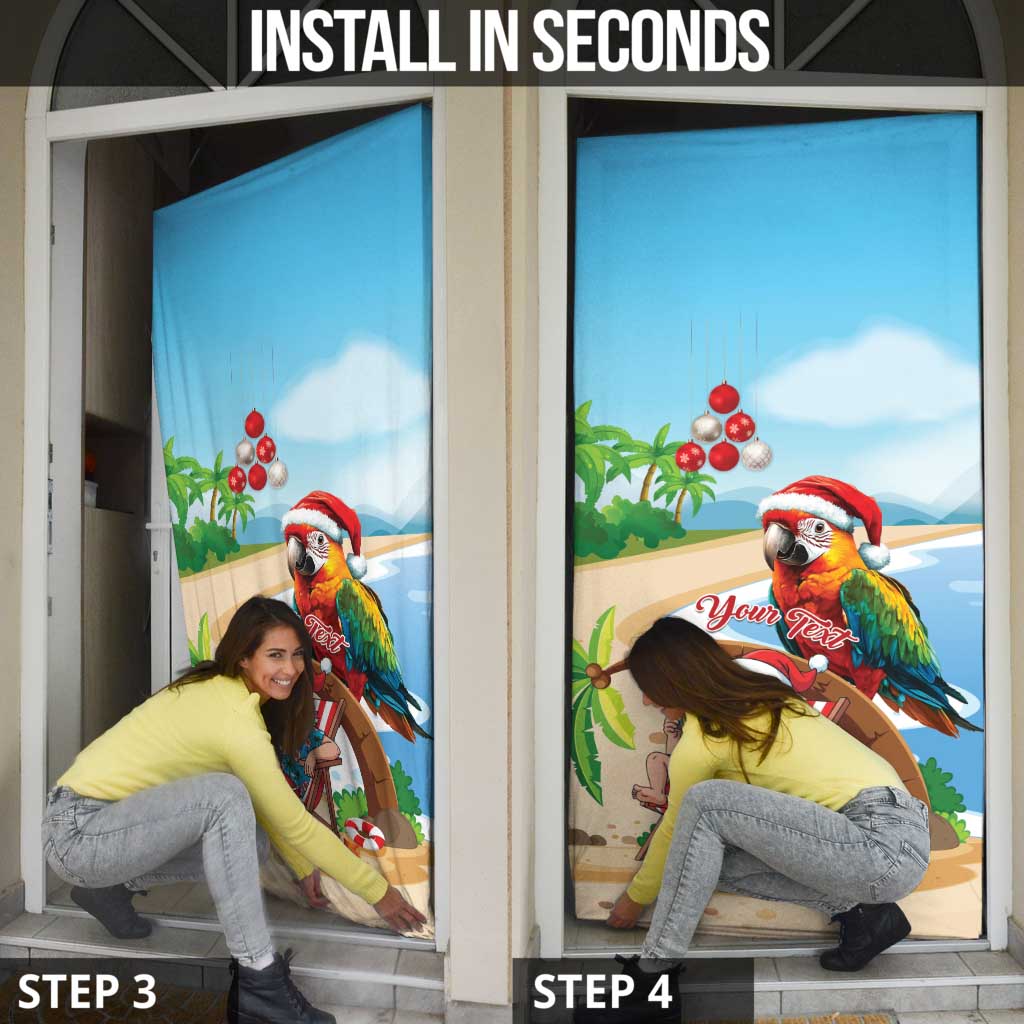 Personalized Hawaii Santa Parrot Christmas Door Cover Summer Vibe - Wonder Print Shop