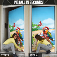 Personalized Hawaii Santa Parrot Christmas Door Cover Summer Vibe - Wonder Print Shop