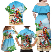 Personalized Hawaii Santa Parrot Christmas Family Matching Off Shoulder Maxi Dress and Hawaiian Shirt Summer Vibe - Wonder Print Shop