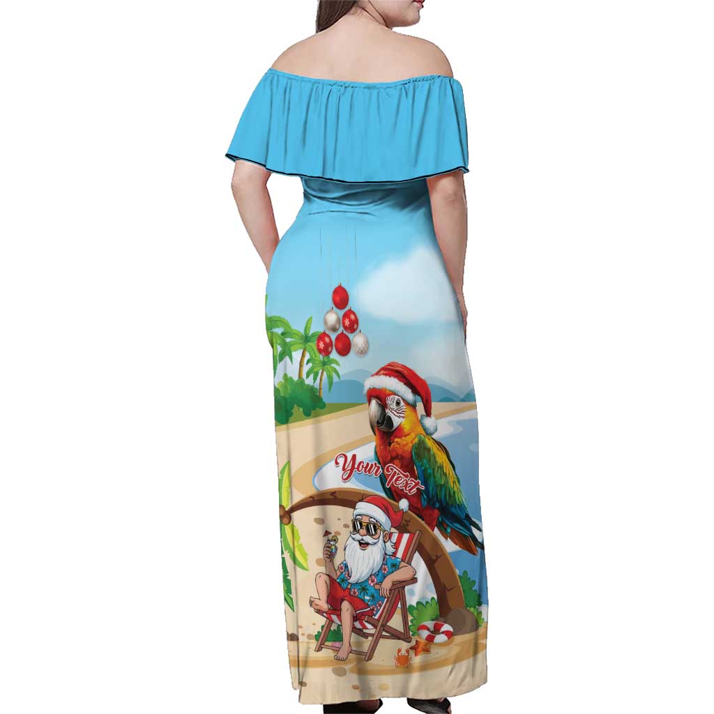 Personalized Hawaii Santa Parrot Christmas Family Matching Off Shoulder Maxi Dress and Hawaiian Shirt Summer Vibe - Wonder Print Shop