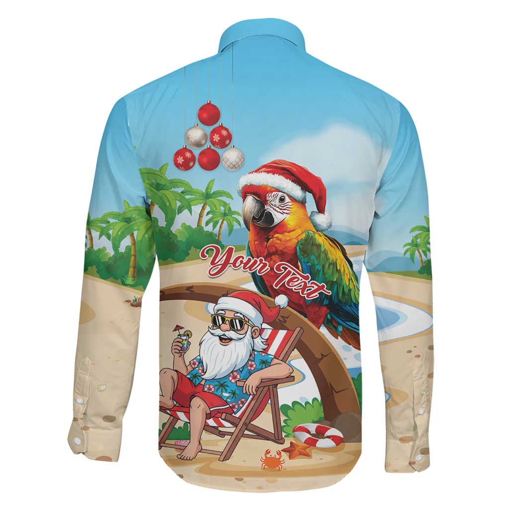 Personalized Hawaii Santa Parrot Christmas Family Matching Off Shoulder Short Dress and Hawaiian Shirt Summer Vibe - Wonder Print Shop