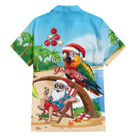 Personalized Hawaii Santa Parrot Christmas Family Matching Short Sleeve Bodycon Dress and Hawaiian Shirt Summer Vibe - Wonder Print Shop