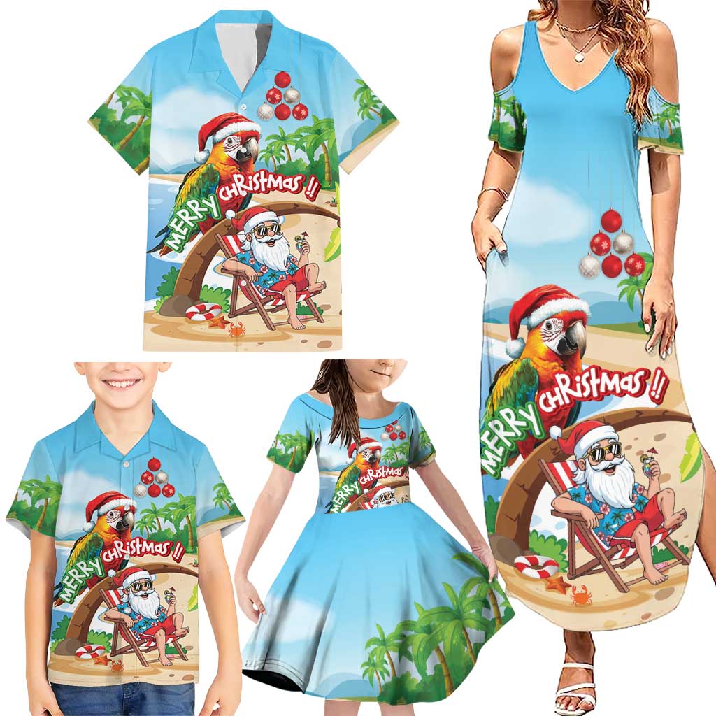Personalized Hawaii Santa Parrot Christmas Family Matching Summer Maxi Dress and Hawaiian Shirt Summer Vibe - Wonder Print Shop
