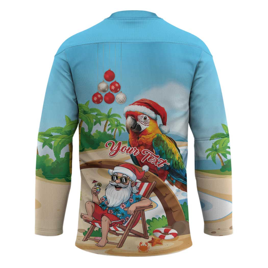 Personalized Hawaii Santa Parrot Christmas Hockey Jersey Summer Vibe - Wonder Print Shop