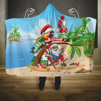 Hawaii Santa Parrot Christmas Hooded Blanket Summer Vibe - Wonder Print Shop