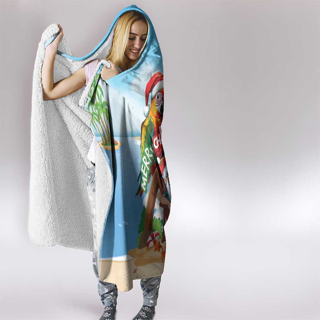Hawaii Santa Parrot Christmas Hooded Blanket Summer Vibe - Wonder Print Shop