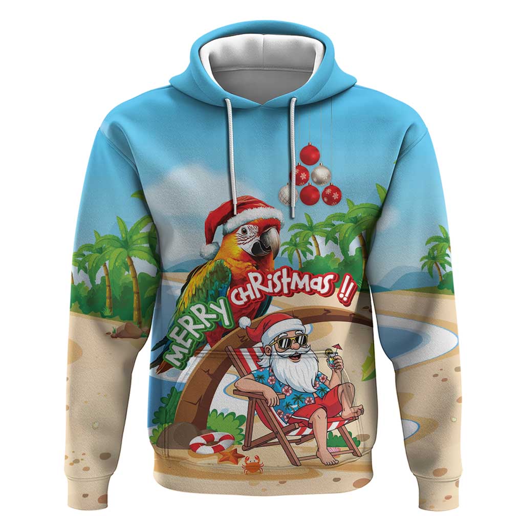 Personalized Hawaii Santa Parrot Christmas Hoodie Summer Vibe - Wonder Print Shop