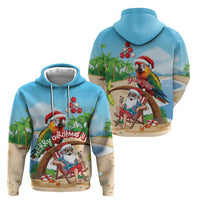 Personalized Hawaii Santa Parrot Christmas Hoodie Summer Vibe - Wonder Print Shop