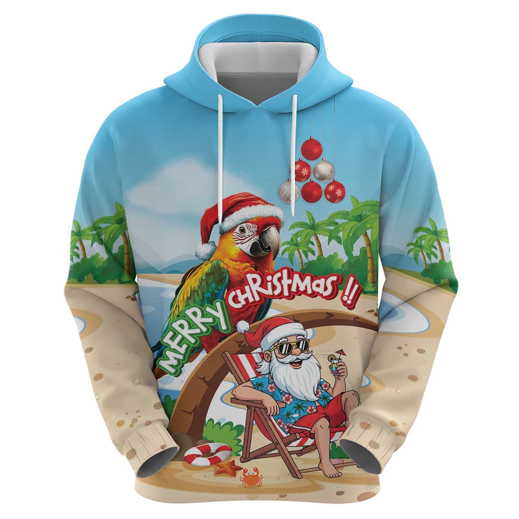 Personalized Hawaii Santa Parrot Christmas Hoodie Summer Vibe - Wonder Print Shop