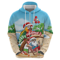 Personalized Hawaii Santa Parrot Christmas Hoodie Summer Vibe - Wonder Print Shop