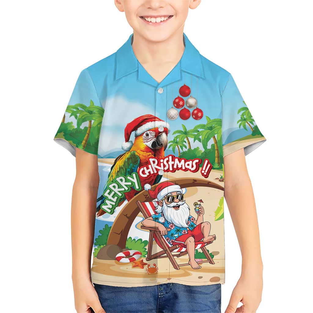 Personalized Hawaii Santa Parrot Christmas Kid Hawaiian Shirt Summer Vibe - Wonder Print Shop