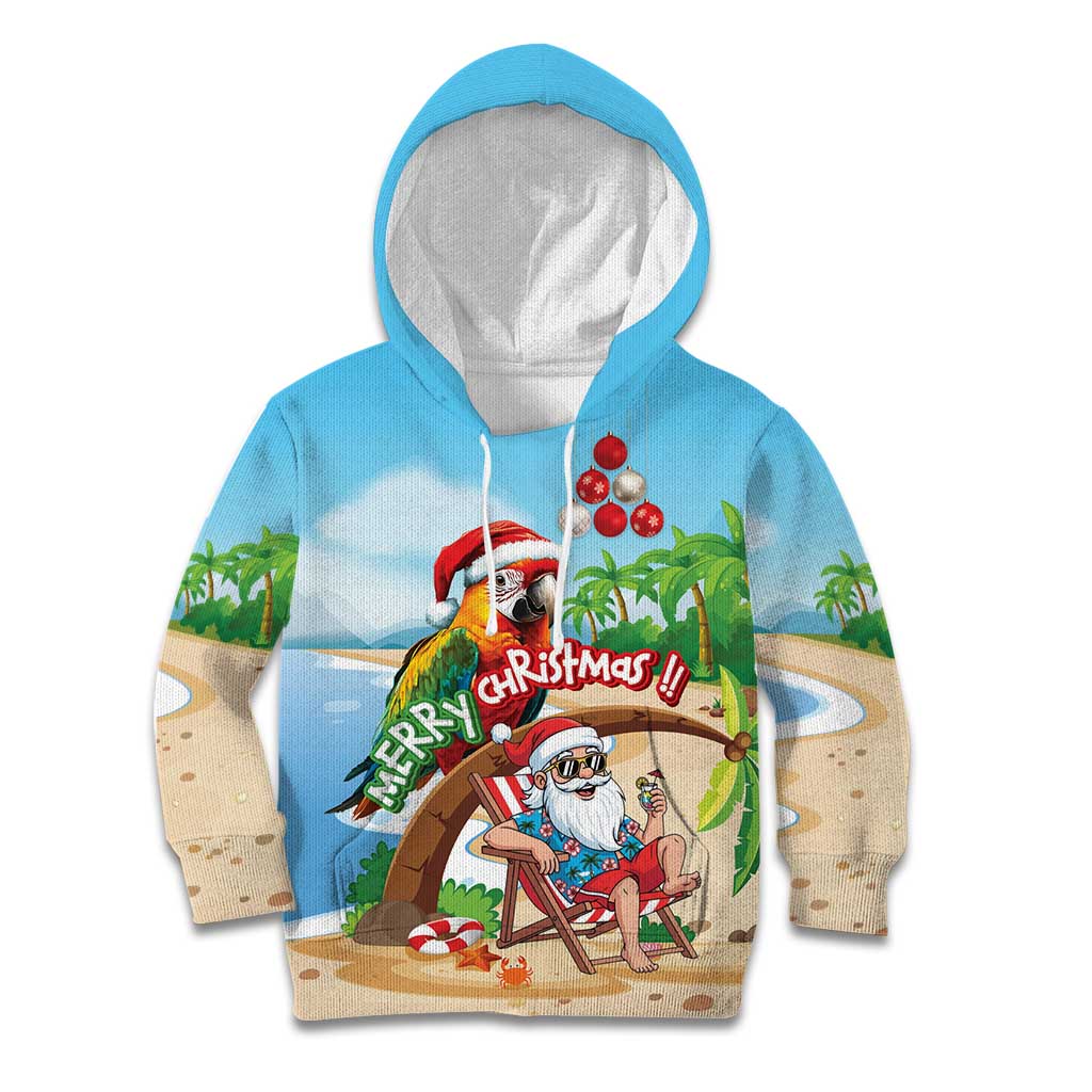 Personalized Hawaii Santa Parrot Christmas Kid Hoodie Summer Vibe - Wonder Print Shop
