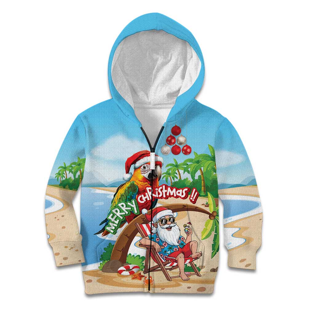 Personalized Hawaii Santa Parrot Christmas Kid Hoodie Summer Vibe - Wonder Print Shop