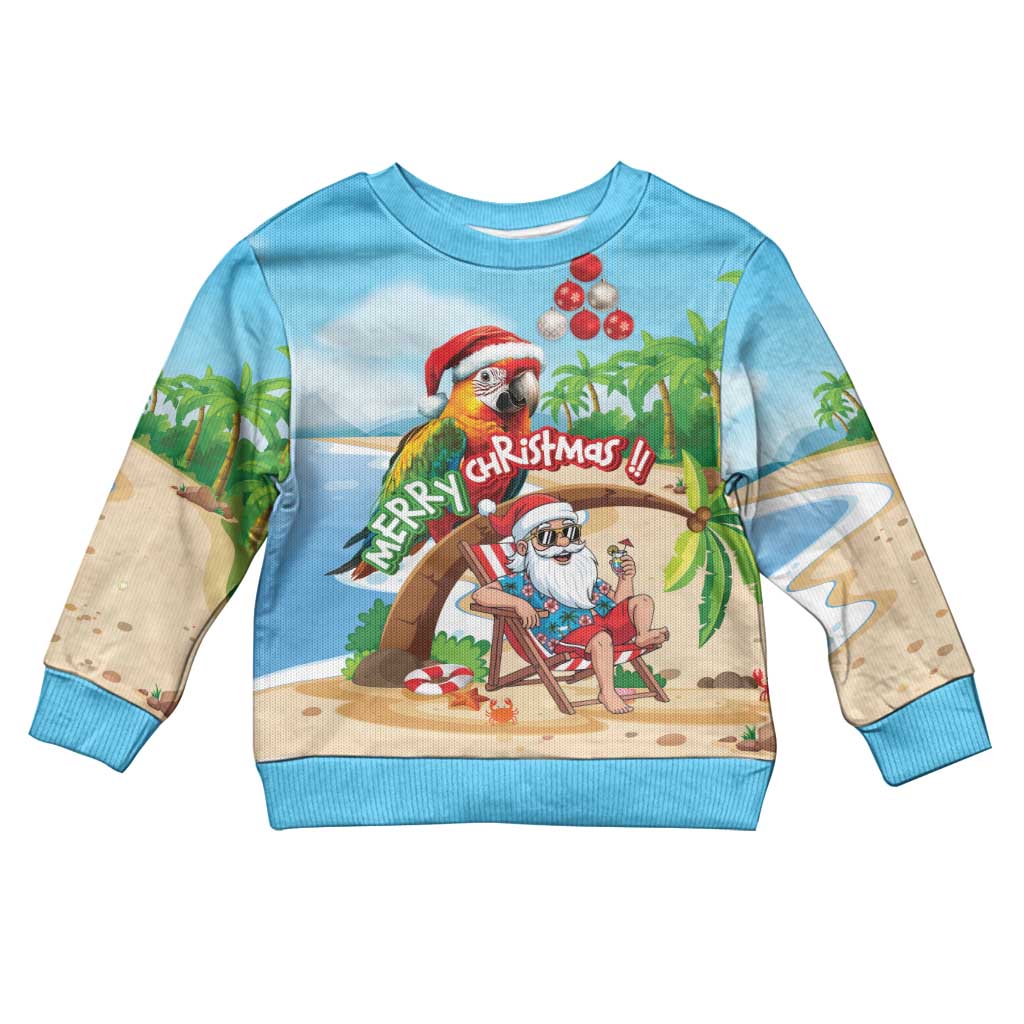 Personalized Hawaii Santa Parrot Christmas Kid Ugly Christmas Sweater Summer Vibe - Wonder Print Shop