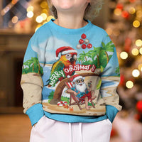 Personalized Hawaii Santa Parrot Christmas Kid Ugly Christmas Sweater Summer Vibe - Wonder Print Shop