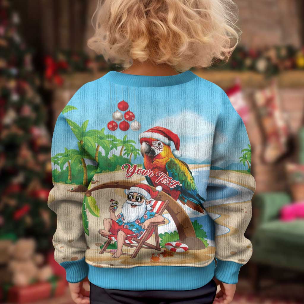 Personalized Hawaii Santa Parrot Christmas Kid Ugly Christmas Sweater Summer Vibe - Wonder Print Shop