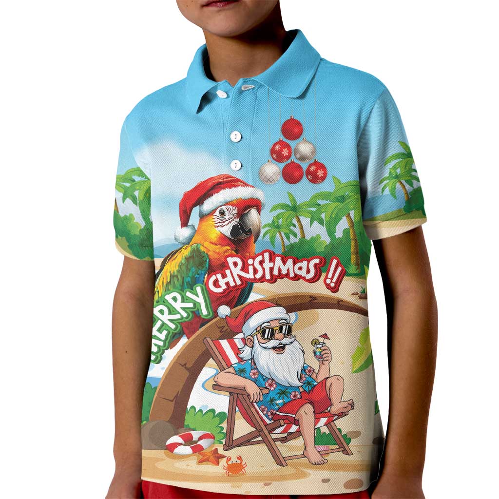 Personalized Hawaii Santa Parrot Christmas Kid Polo Shirt Summer Vibe - Wonder Print Shop