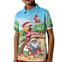 Personalized Hawaii Santa Parrot Christmas Kid Polo Shirt Summer Vibe - Wonder Print Shop