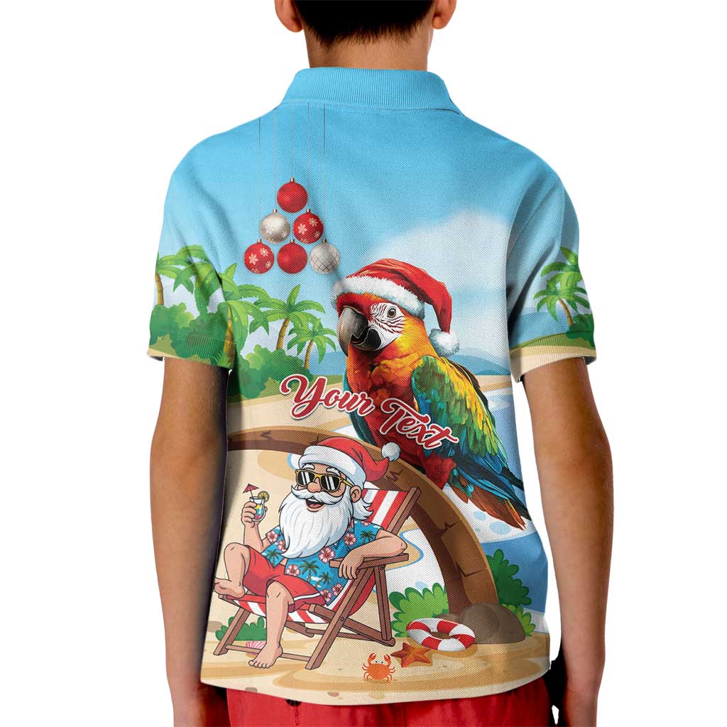 Personalized Hawaii Santa Parrot Christmas Kid Polo Shirt Summer Vibe - Wonder Print Shop