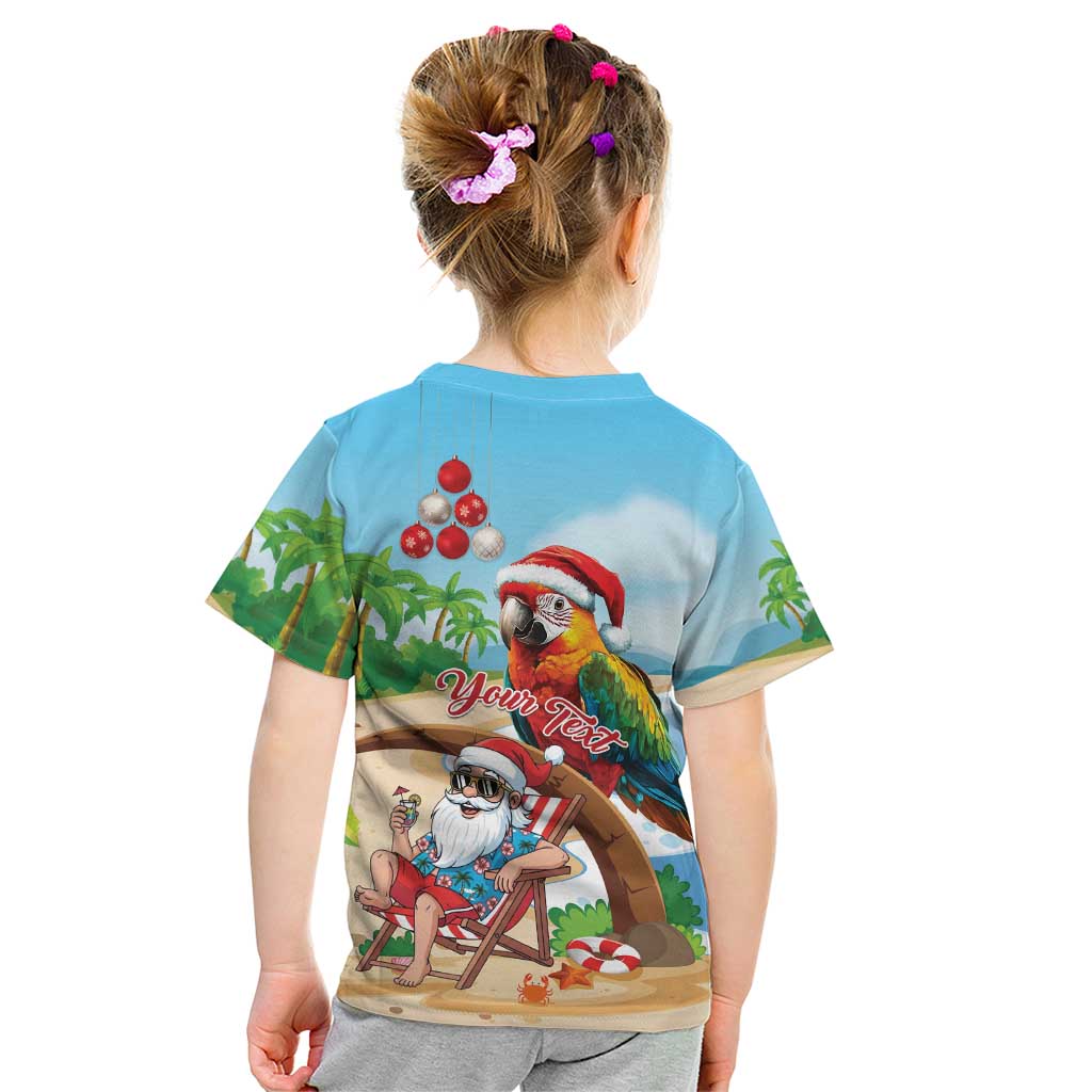 Personalized Hawaii Santa Parrot Christmas Kid T Shirt Summer Vibe - Wonder Print Shop