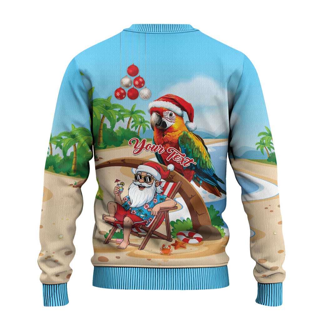 Personalized Hawaii Santa Parrot Christmas Ugly Christmas Sweater Summer Vibe - Wonder Print Shop