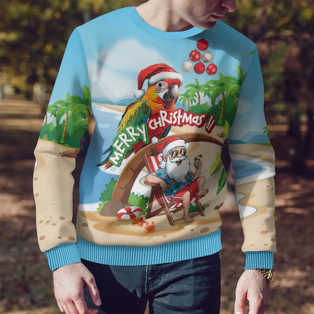 Personalized Hawaii Santa Parrot Christmas Ugly Christmas Sweater Summer Vibe - Wonder Print Shop