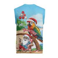 Personalized Hawaii Santa Parrot Christmas Knitted V-Neck Vest Summer Vibe - Wonder Print Shop
