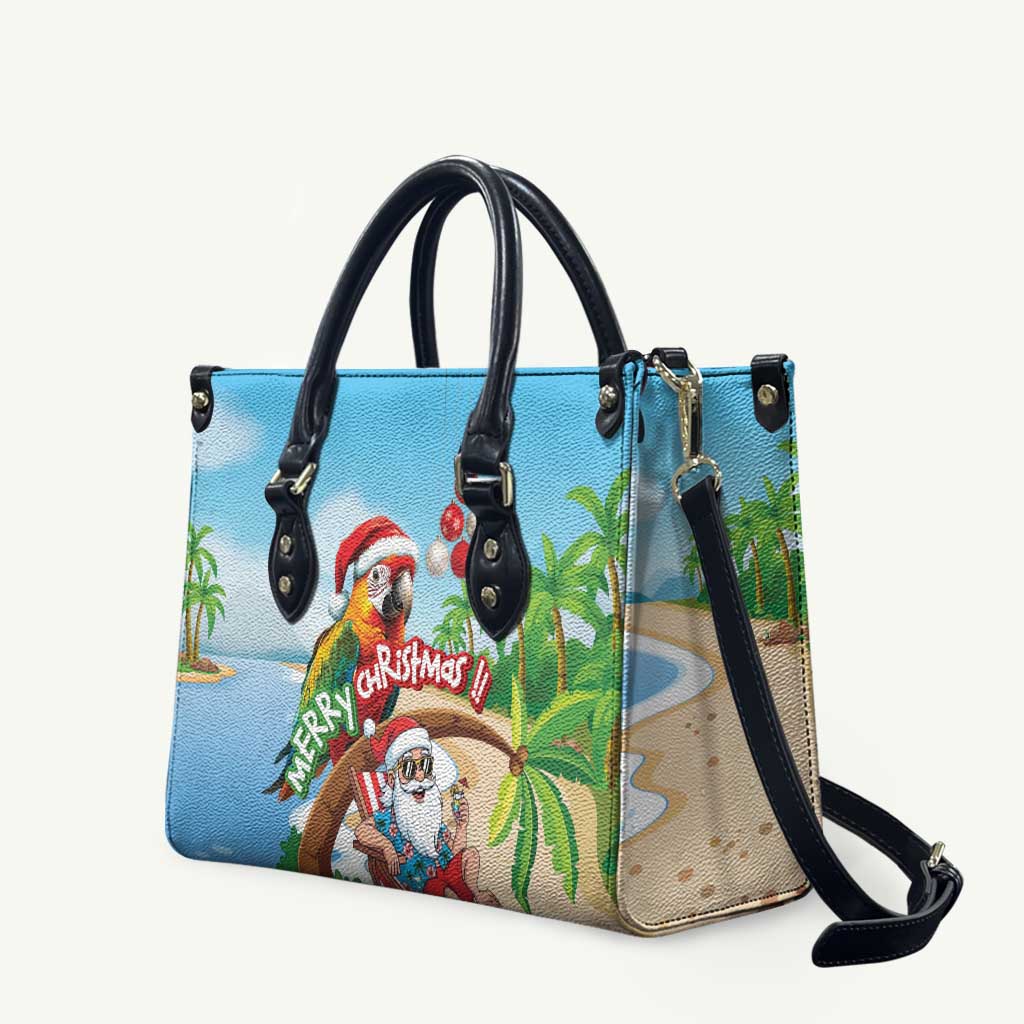 Hawaii Santa Parrot Christmas Leather Bag Summer Vibe - Wonder Print Shop