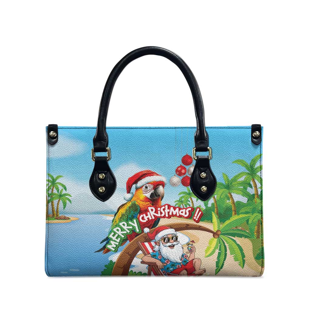 Hawaii Santa Parrot Christmas Leather Bag Summer Vibe - Wonder Print Shop