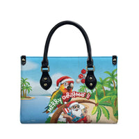 Hawaii Santa Parrot Christmas Leather Bag Summer Vibe - Wonder Print Shop