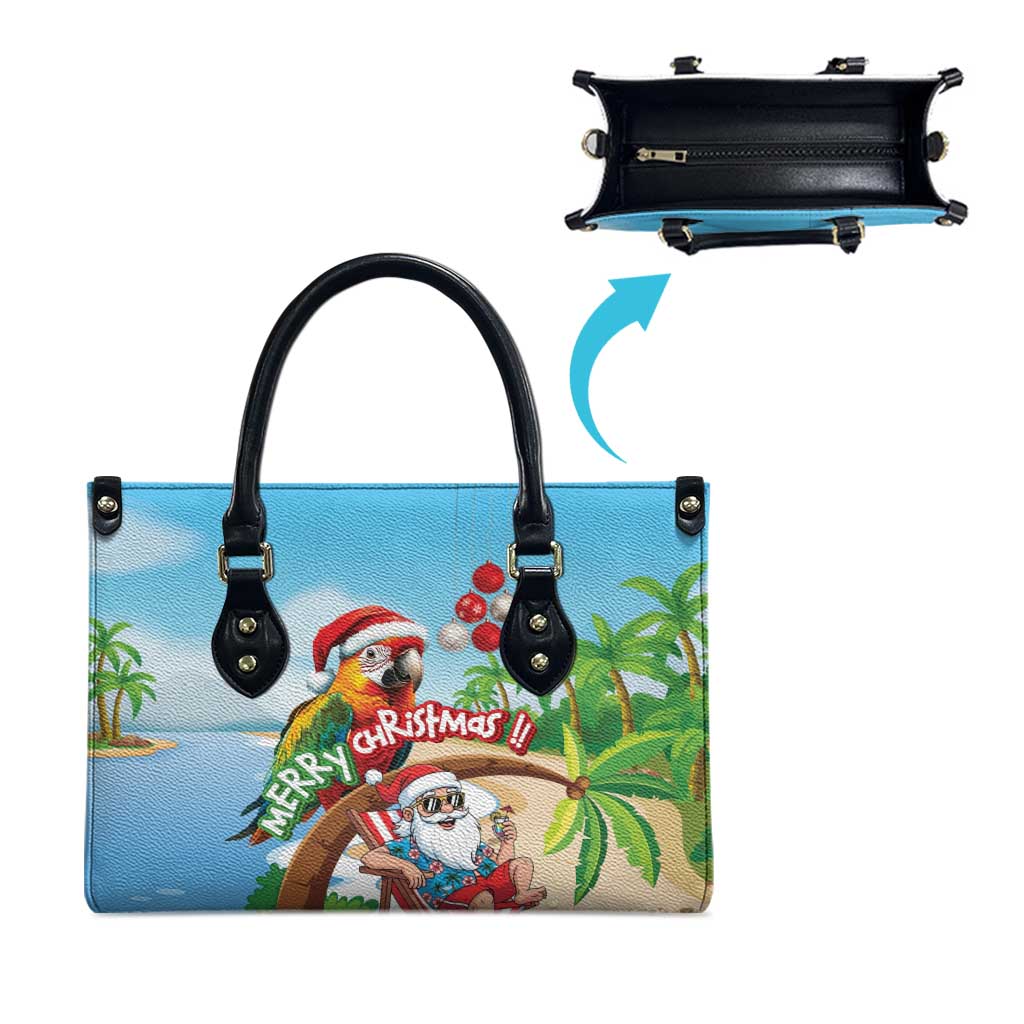 Hawaii Santa Parrot Christmas Leather Bag Summer Vibe - Wonder Print Shop