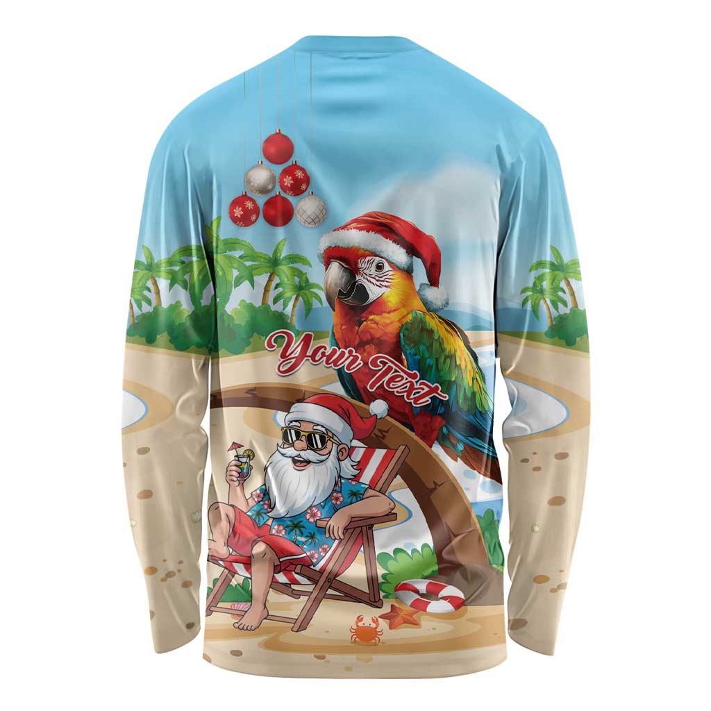 Personalized Hawaii Santa Parrot Christmas Long Sleeve Shirt Summer Vibe - Wonder Print Shop