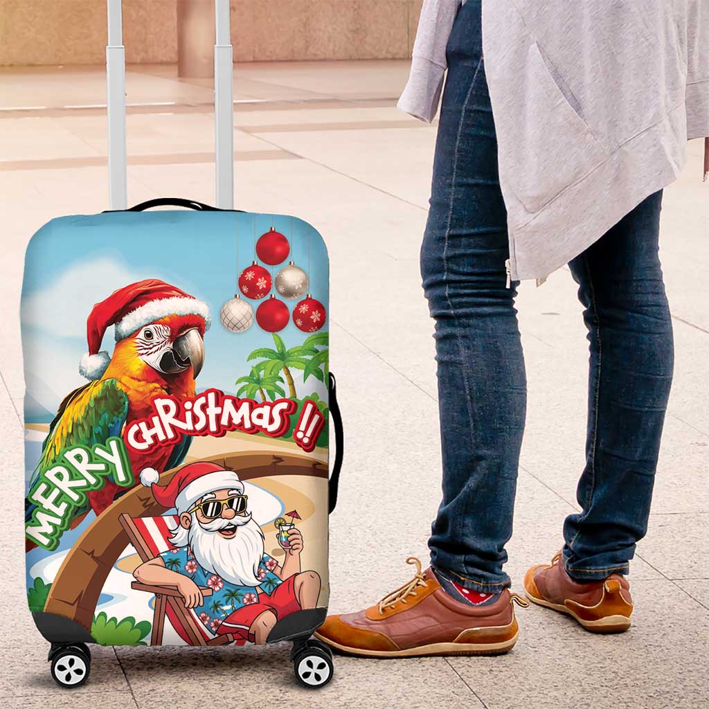 Hawaii Santa Parrot Christmas Luggage Cover Summer Vibe - Wonder Print Shop