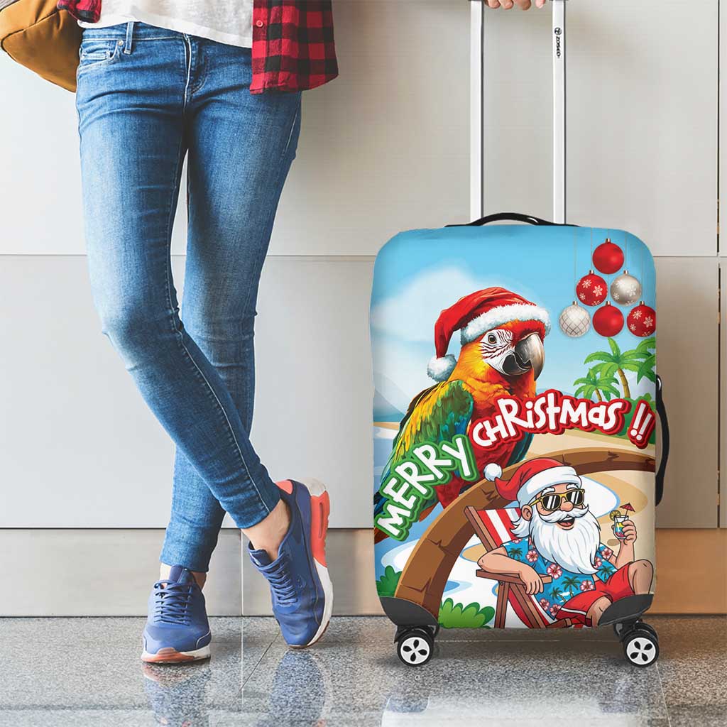 Hawaii Santa Parrot Christmas Luggage Cover Summer Vibe - Wonder Print Shop