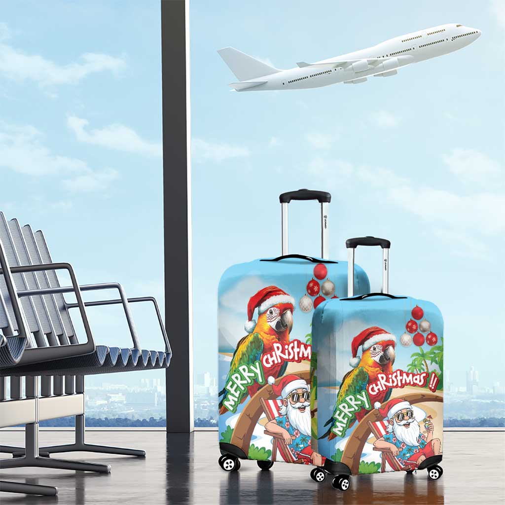 Hawaii Santa Parrot Christmas Luggage Cover Summer Vibe - Wonder Print Shop