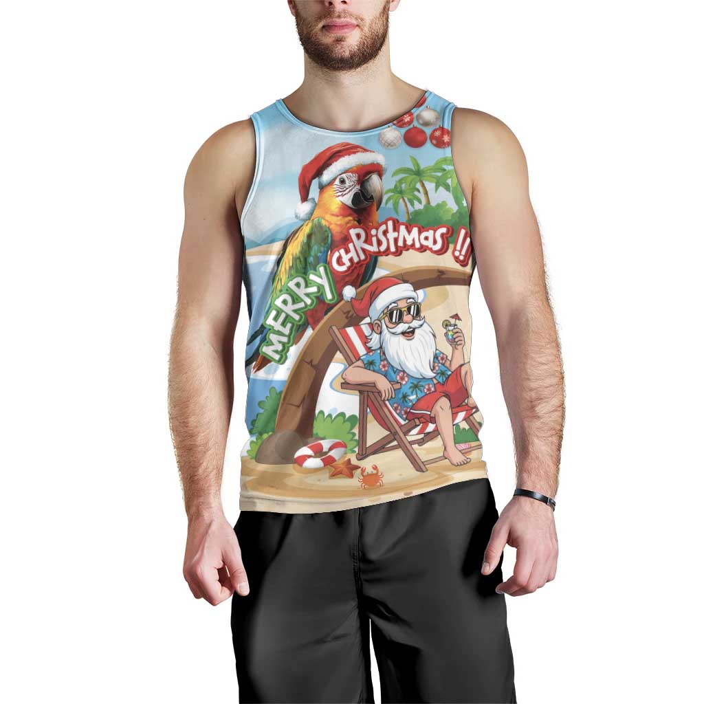 Personalized Hawaii Santa Parrot Christmas Men Tank Top Summer Vibe - Wonder Print Shop