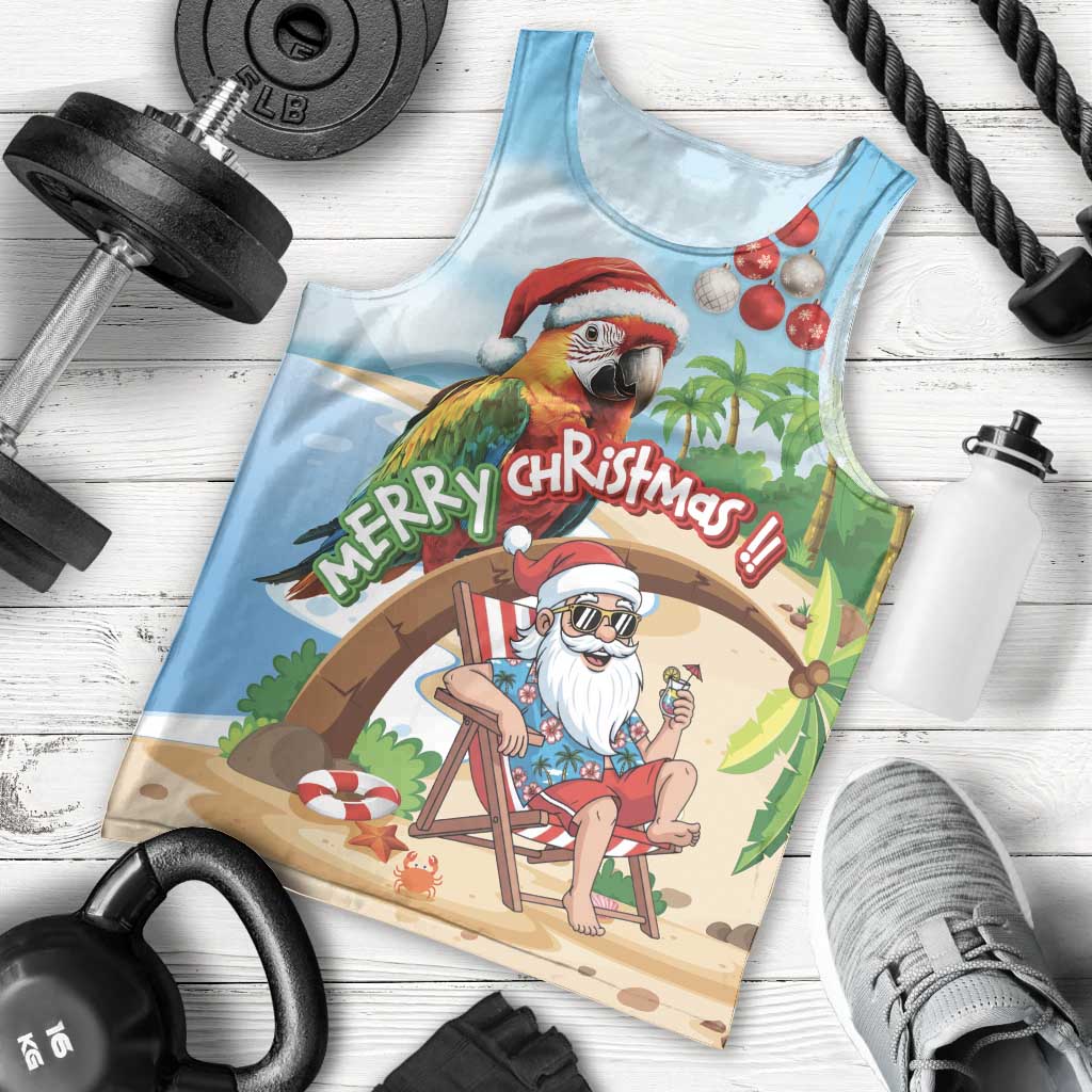 Personalized Hawaii Santa Parrot Christmas Men Tank Top Summer Vibe - Wonder Print Shop
