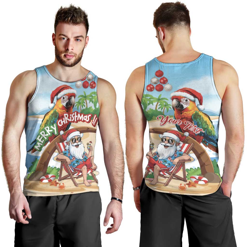 Personalized Hawaii Santa Parrot Christmas Men Tank Top Summer Vibe - Wonder Print Shop