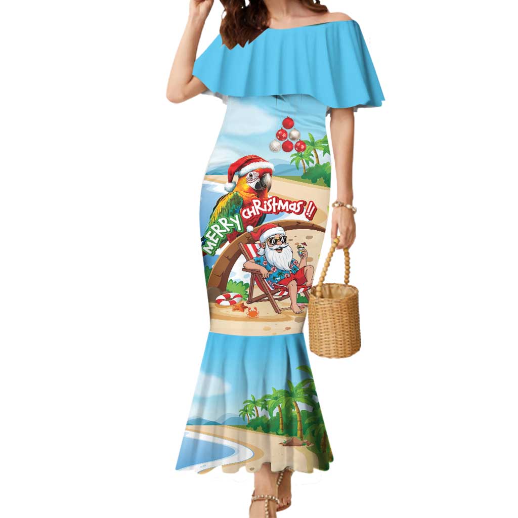 Personalized Hawaii Santa Parrot Christmas Mermaid Dress Summer Vibe - Wonder Print Shop