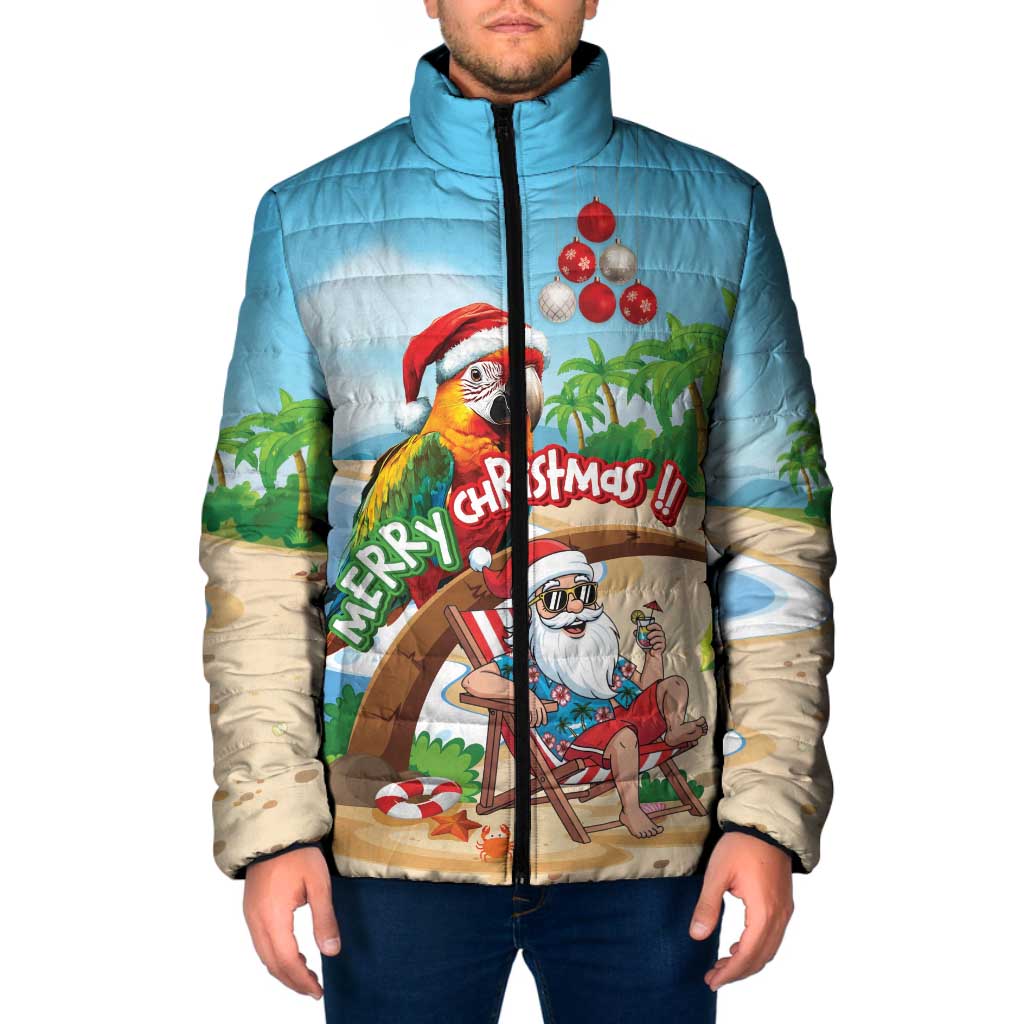 Personalized Hawaii Santa Parrot Christmas Padded Jacket Summer Vibe - Wonder Print Shop