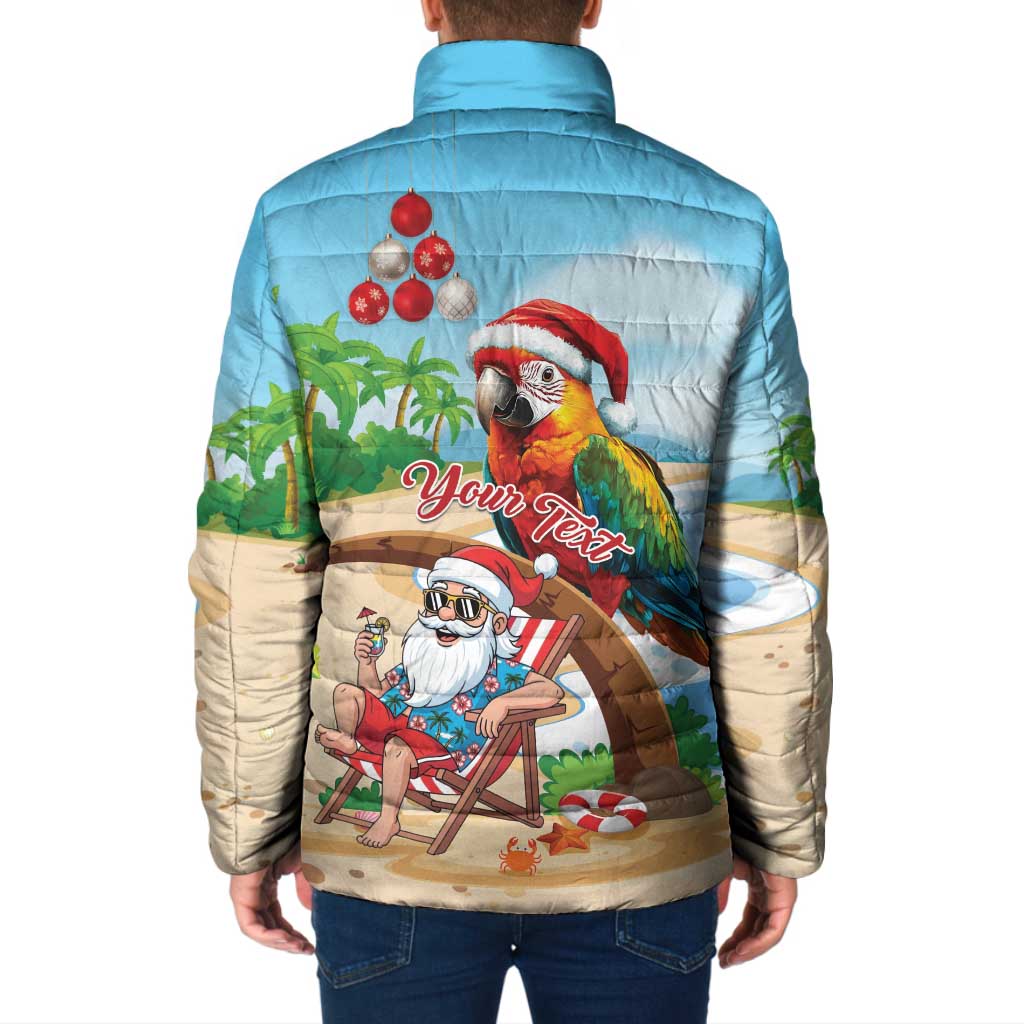 Personalized Hawaii Santa Parrot Christmas Padded Jacket Summer Vibe - Wonder Print Shop