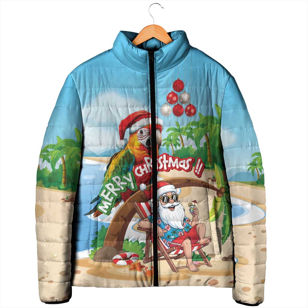 Personalized Hawaii Santa Parrot Christmas Padded Jacket Summer Vibe - Wonder Print Shop
