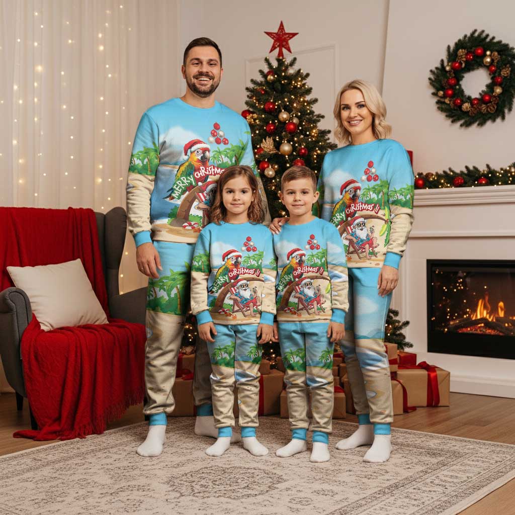 Personalized Hawaii Santa Parrot Christmas Pajama Set Summer Vibe - Wonder Print Shop