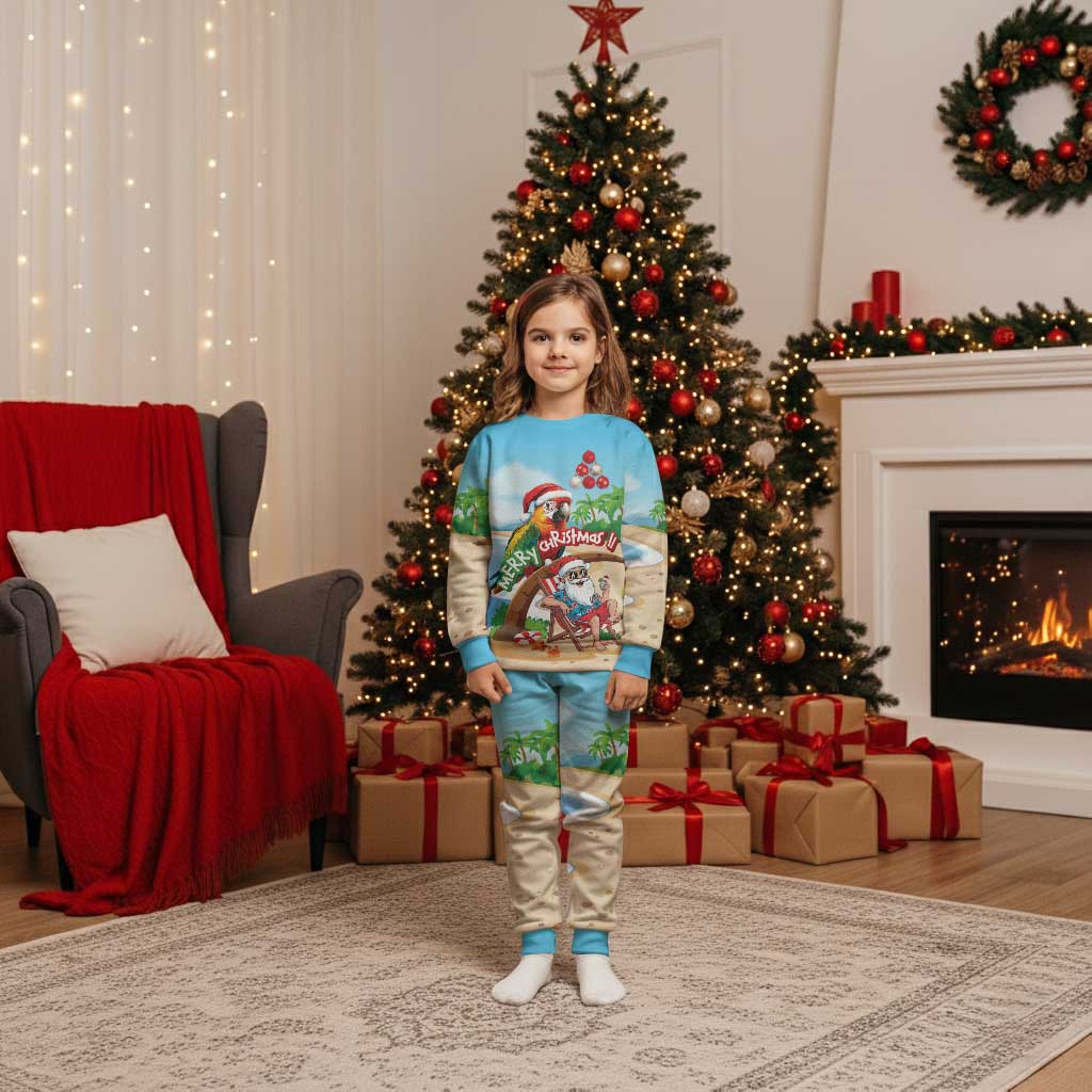 Personalized Hawaii Santa Parrot Christmas Pajama Set Summer Vibe - Wonder Print Shop