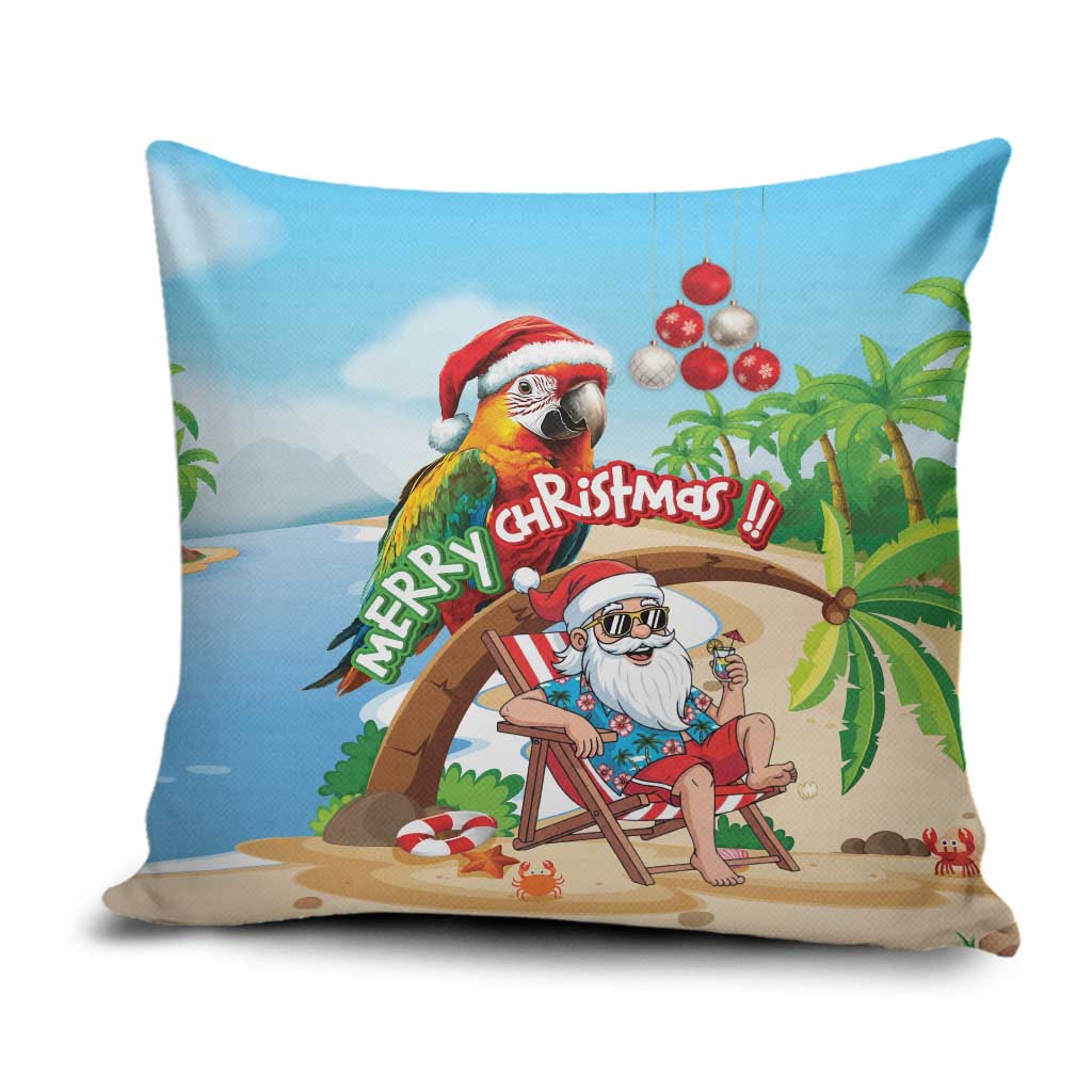Hawaii Santa Parrot Christmas Pillow Cover Summer Vibe - Wonder Print Shop
