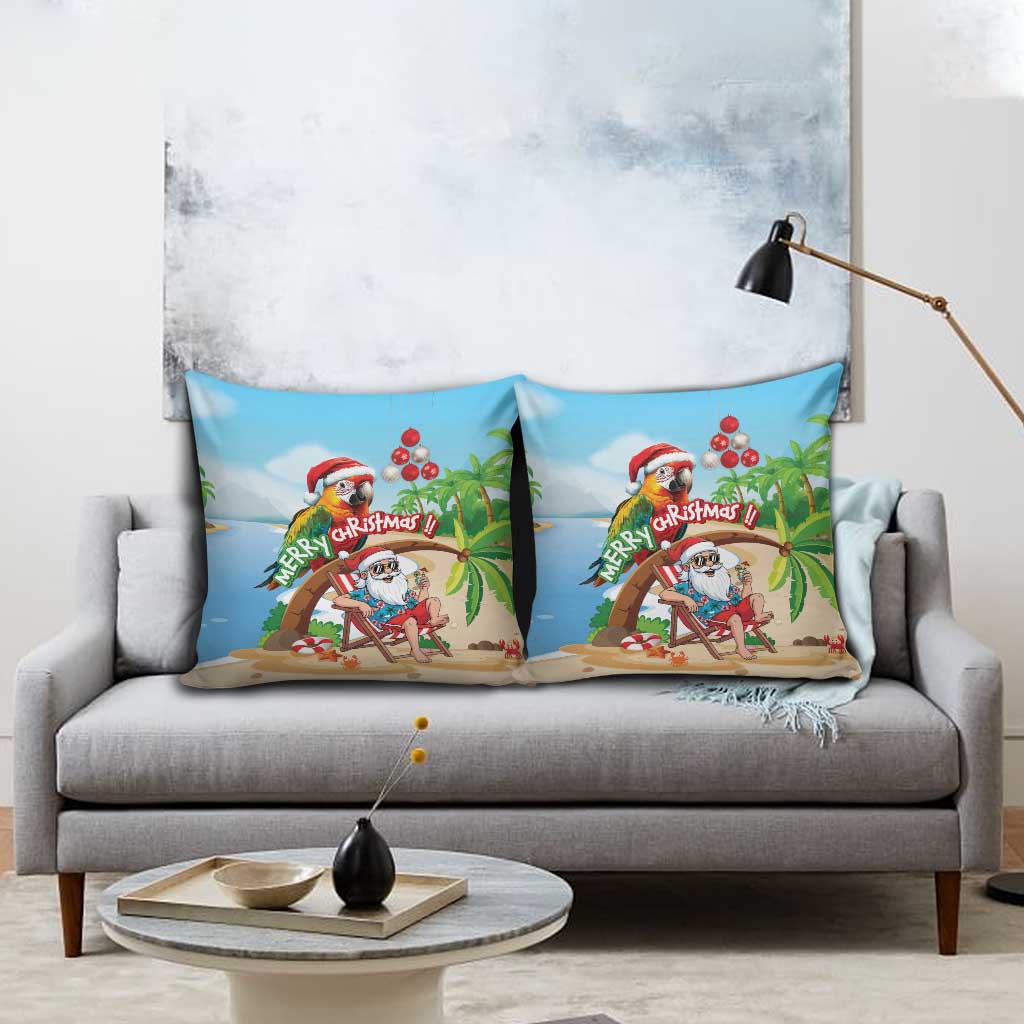 Hawaii Santa Parrot Christmas Pillow Cover Summer Vibe - Wonder Print Shop